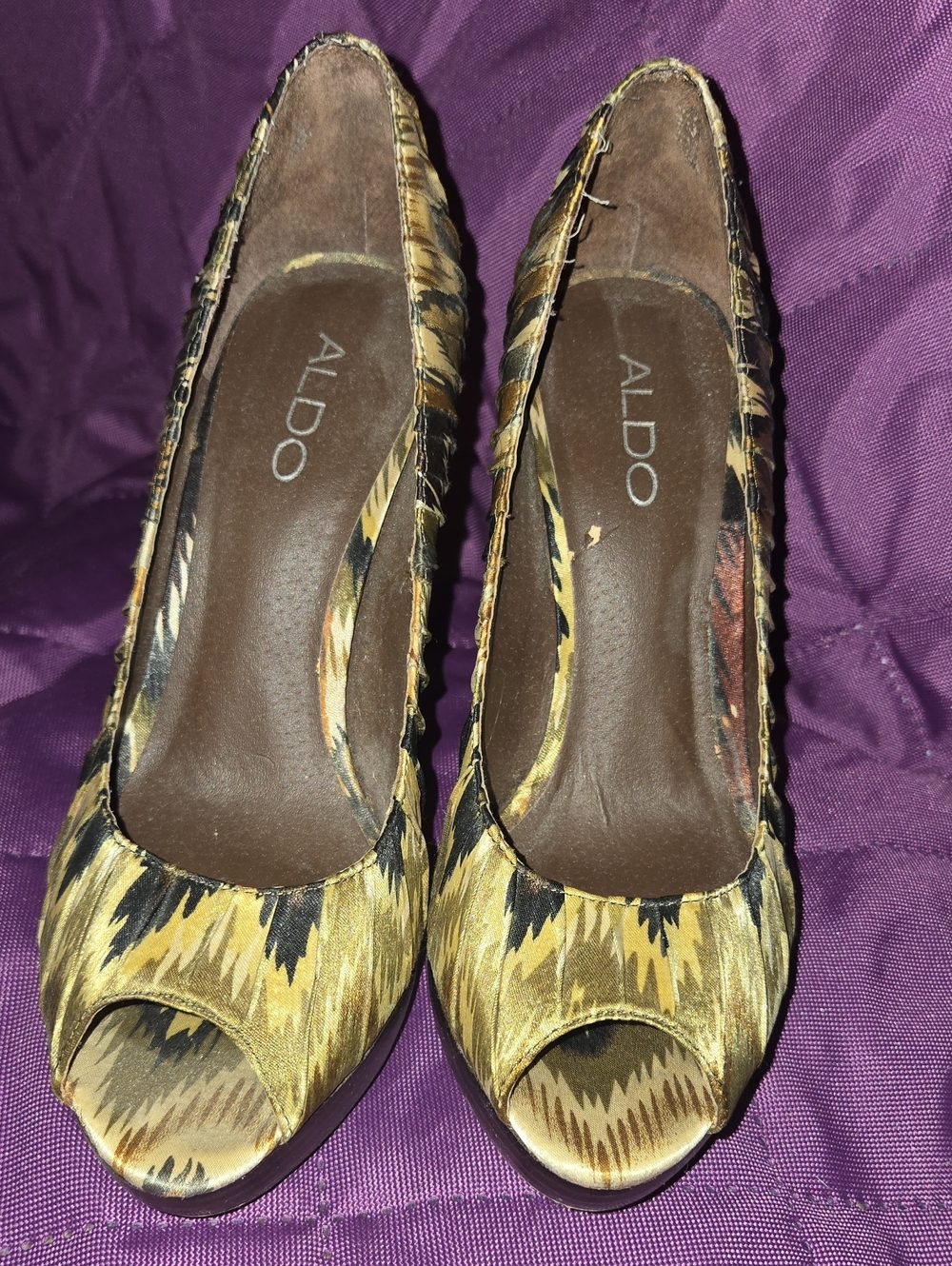 ALDO Yellow and Black Peep-Toe Heels
